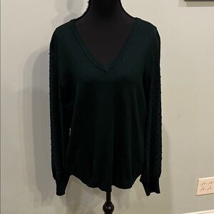 Adrianna Papell Dark Green V-Neck Sweater